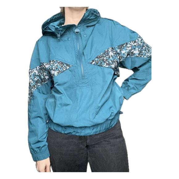 Stella McCartney x Adidas Nylon Pullover Half Zip Atheltic Jacket Hooded Blue M - Picture 1 of 9